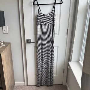 Max Studio Black and White Striped Maxi Dress